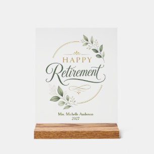 Panneau En Acrylique Retraite Heureuse Personnalisée
