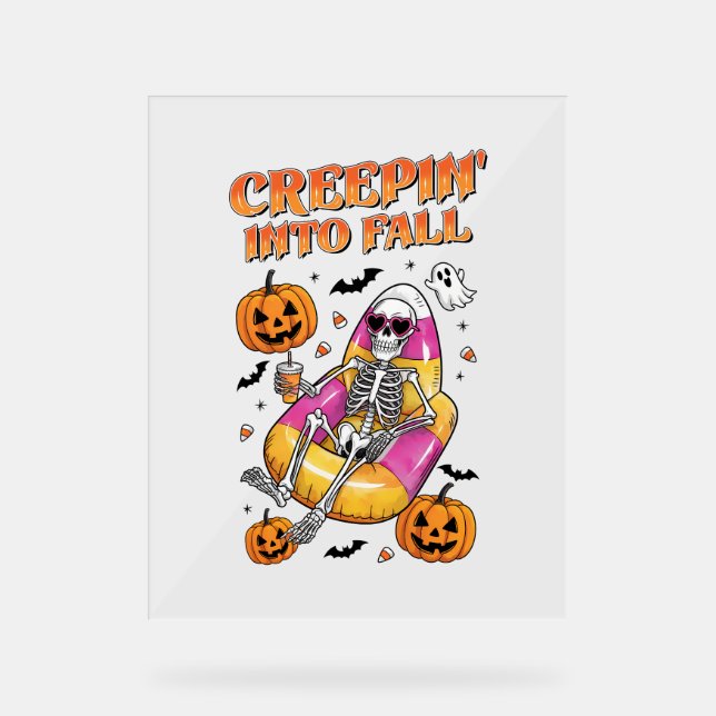 Panneau En Acrylique Retro Creepin dans l'automne Halloween (Recto)