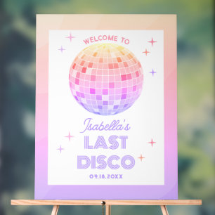 Panneau En Acrylique Retro Funky 70s Rose Disco Enterrement de Vie de J
