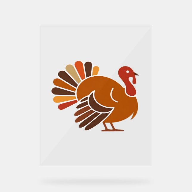 Panneau En Acrylique Retro Thanksgiving Turquie - Automne Harvest Desig (Recto)
