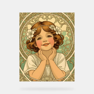 Panneau En Acrylique retro vintage child with flowers