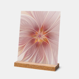 Panneau En Acrylique Rêve floral rose tendre, art fractal abstrait de f