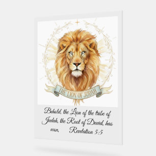 Panneau En Acrylique Révélation 5:5 Lion de Juda Aquarelle Biblique