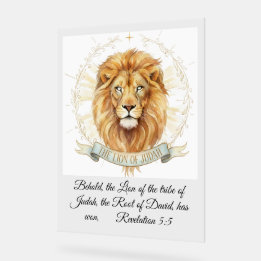 Panneau En Acrylique Revelation 5:5 Lion of Judah Biblical Watercolor 