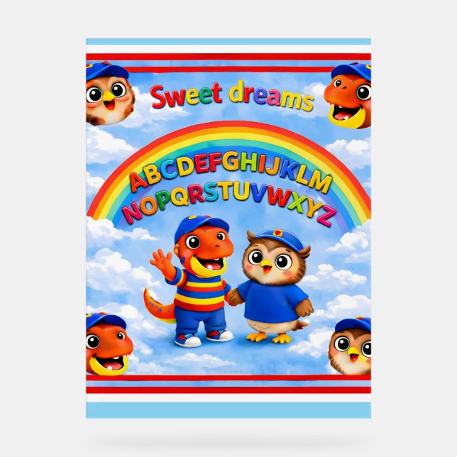 Panneau En Acrylique Rex and hoot ABC rainbow classroom premium 45 five (Recto)