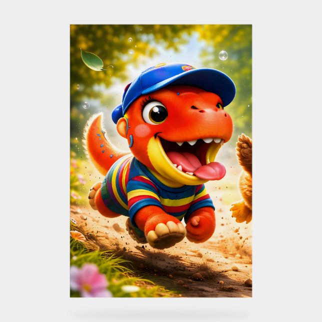 Panneau En Acrylique Rex, the dinosaur playtime fun vibrant vertical nu (Recto)