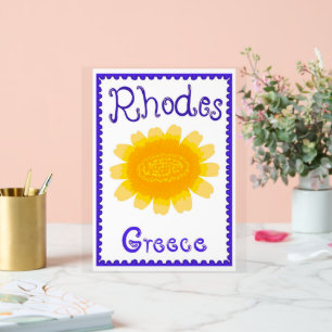 Panneau En Acrylique Rhodes Grèce Bold Bloom Bois Taché Tapisserie