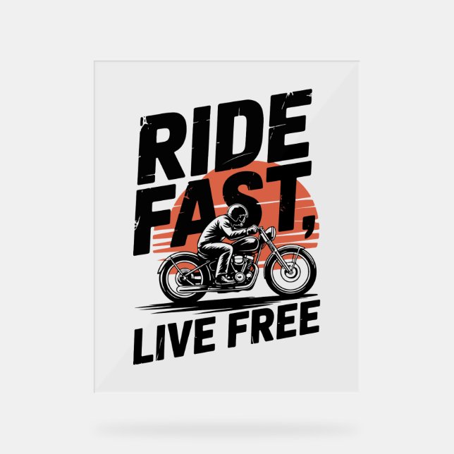 Panneau En Acrylique Ride Fast Live Bicyclist T-shirt (Recto)