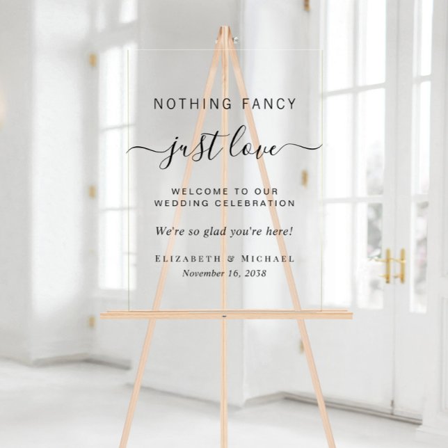 Panneau En Acrylique Rien De Fancy Just Love Accueil Mariage (Créateur téléchargé)