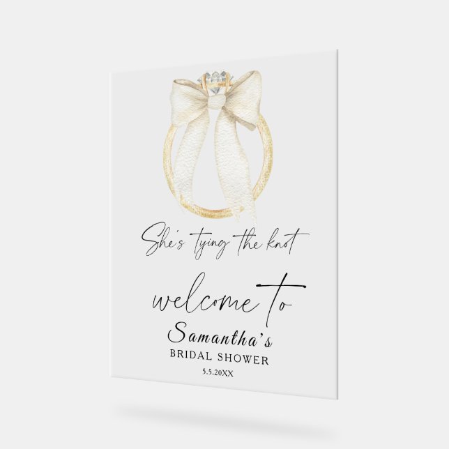 Panneau En Acrylique Ring Bow She's tying the knot Bridal Welcome (Angle)