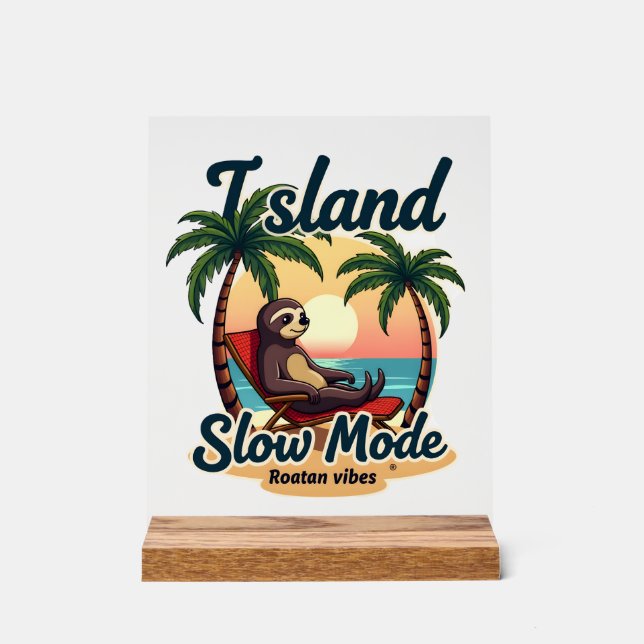 Panneau En Acrylique Roatan Sloth Vintage Island Relax Graphic 2 (Recto)