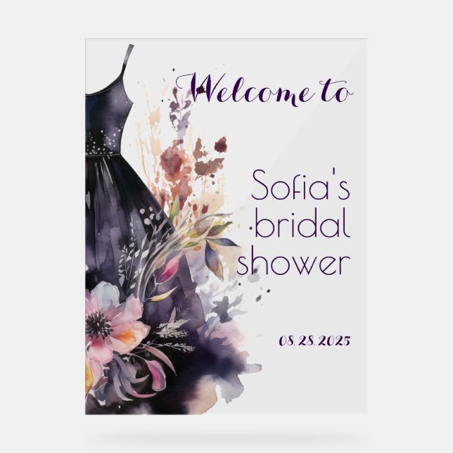 Panneau En Acrylique Robe noire fleur violette (Recto)