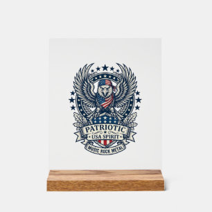 Panneau En Acrylique Rocker du bandana patriotique Méta musique Old Glo