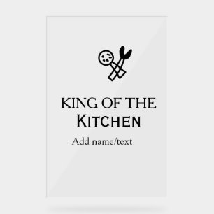Panneau En Acrylique Roi de la cuisine chef cuisine ajouter nom couronn