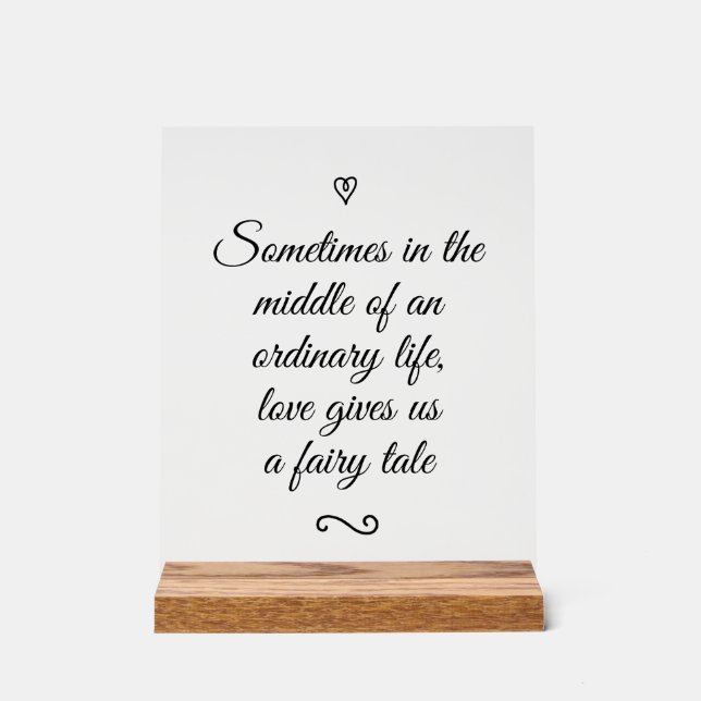 Panneau En Acrylique Romantic Love Calligraphy Fairy Tale Wedding (Recto)