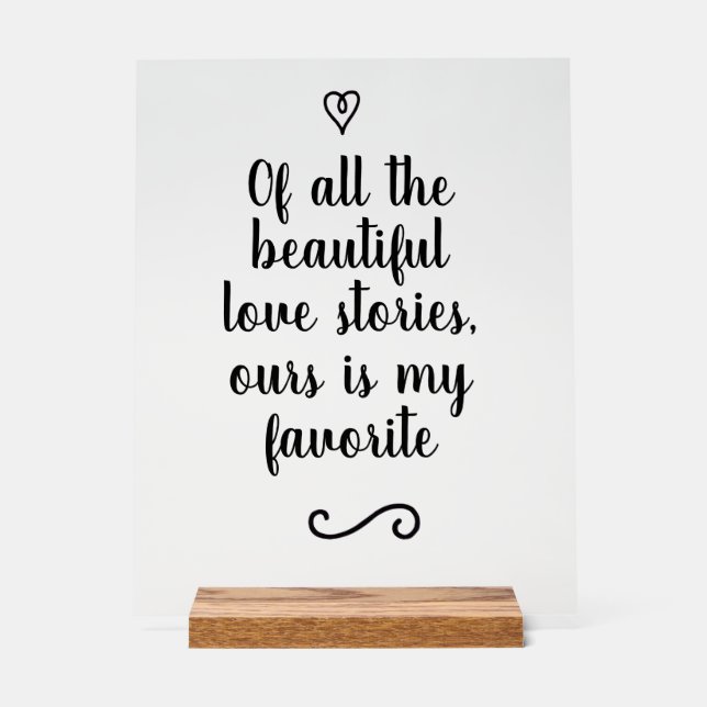 Panneau En Acrylique Romantic Love Story Calligraphy Wedding (Recto)