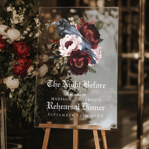 Panneau En Acrylique Romantique Corbeau gothique Mariage Dîner de répét