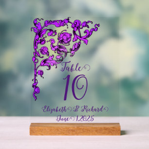 Panneau En Acrylique Romantique, Vintage, Pourpre antique Numéro de tab