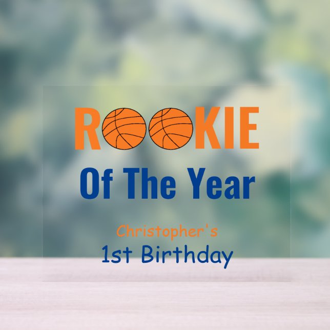 Panneau En Acrylique Rookie Basketball 1er anniversaire (Neutre)