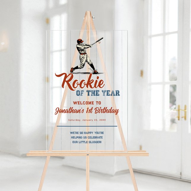 Panneau En Acrylique Rookie of the Year Baseball 1st Birthday Welcome (Rookie-of-the-Year-Baseball-1st-Birthday-Welcome-Acrylic-Sign)