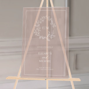 Panneau En Acrylique Rose Dusty Poirier Monogramme Mariage de bienvenue