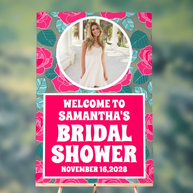 Panneau En Acrylique Rose Fleurs Fête des mariées photo Bienvenue Frost (Neutre)