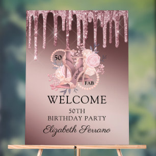 Panneau En Acrylique Rose Gold Parties scintillant Drips 50e anniversai