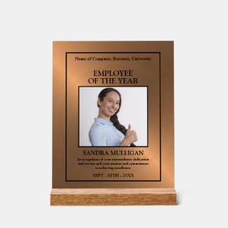 Panneau En Acrylique Rose Gold/Personalised Photo - Employee Award