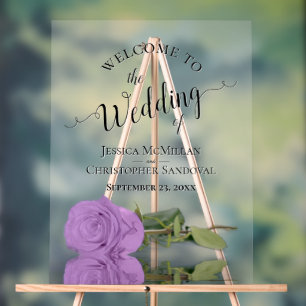 Panneau En Acrylique Rose lilas élégante Mariage romantique de bienvenu