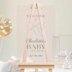 Panneau En Acrylique Rose Poussiéreuse Claire Élégante Bienvenue Baby S