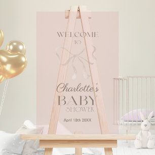 Panneau En Acrylique Rose Poussiéreuse Profonde Élégante Bienvenue Baby