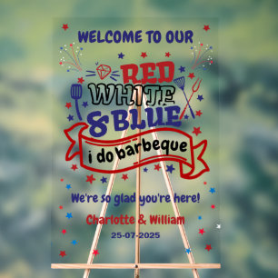 Panneau En Acrylique Rouge Blanc et Bleu je fais des barbecues Couple R