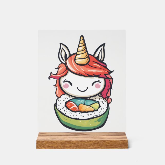 Panneau En Acrylique Rouleau de sushi Licorne (1) (Recto)