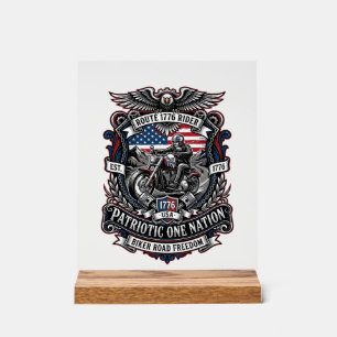Panneau En Acrylique Route patriotique 1776 Cavalier Motard Route Liber