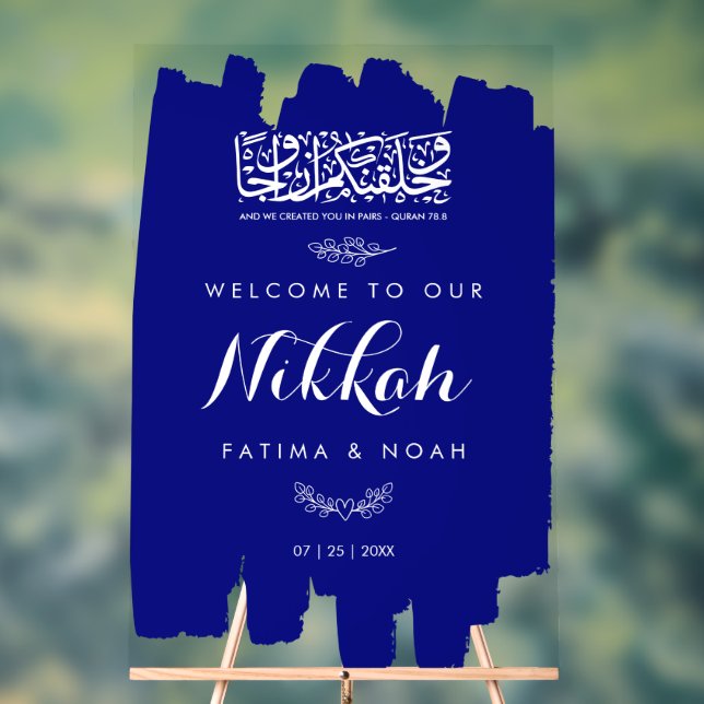Panneau En Acrylique Royal Blue Brushed Paint Nikkah Acrylic Sign (Neutre)