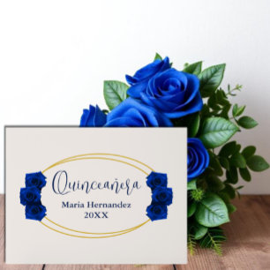 Panneau En Acrylique Royal Blue et Gold Geometry Quinceañera