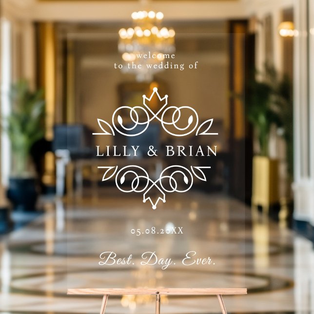 Panneau En Acrylique Royal, Elegant, "Best Day-Ever" Mariage (Royal, Elegant, "Best-Day-Ever" Wedding Acrylic Sign with your name and date.)