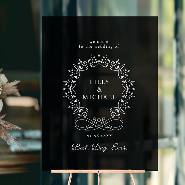 Panneau En Acrylique Royal, Elegant, "Best Day-Ever" Mariage (Royal, Elegant, "Best-Day-Ever" Wedding Acrylic Sign)