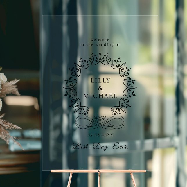 Panneau En Acrylique Royal, Elegant, "Best Day-Ever" Mariage (Royal, Elegant, "Best-Day-Ever" Wedding Acrylic Sign)