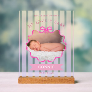 Panneau En Acrylique Ruban à nœud Nouveau-né Bébé Fille