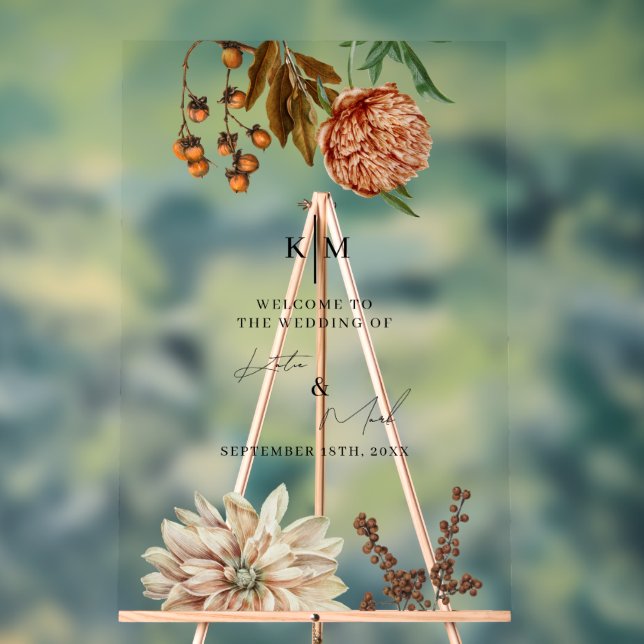 Panneau En Acrylique Rustic Boho Bienvenue À Notre Décal Mariage (Neutre)