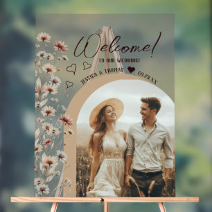 Panneau En Acrylique Rustic Boho Fleur sauvage Photo Arch Mariage Bienv