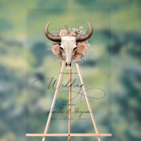 Rustic Bull Skull Floral Western Mariage Bienvenue