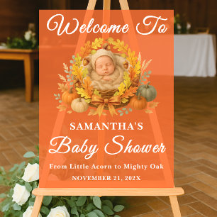Panneau En Acrylique Rustic Little Acorn Baby shower d'automne Bienvenu