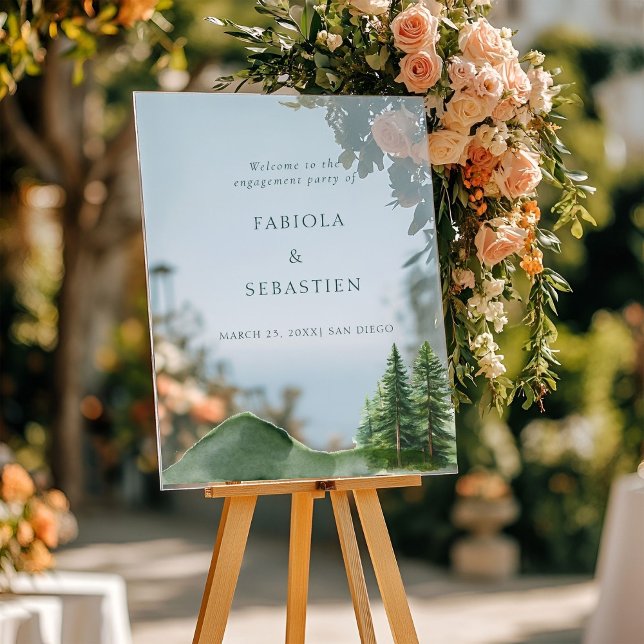 Panneau En Acrylique Rustic Woodland Mountain Forest Engaging Bienvenue (Créateur téléchargé)