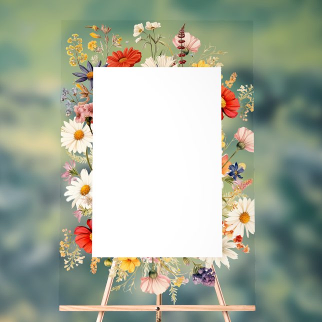 Panneau En Acrylique Rustique Fleur sauvage Pays élégant Floral (Neutre)