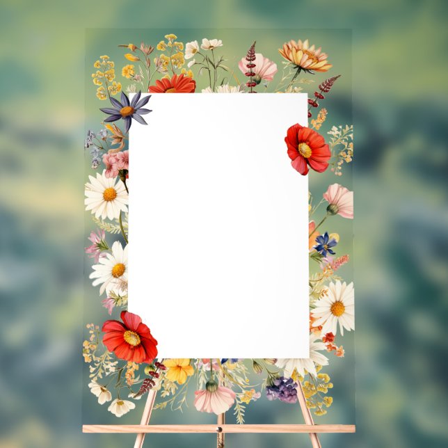 Panneau En Acrylique Rustique Fleur sauvage Pays élégant Floral (Neutre)