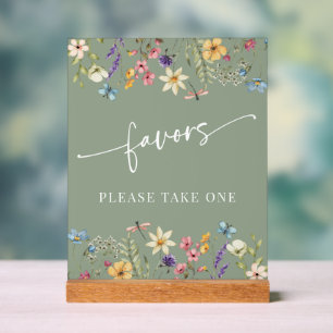 Panneau En Acrylique Sage Green Fleur sauvage Fête des mariées Cachet