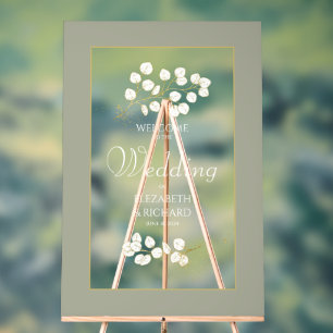 Panneau En Acrylique Sage Green Gold Eucalyptus Feuille Mariage Bienven