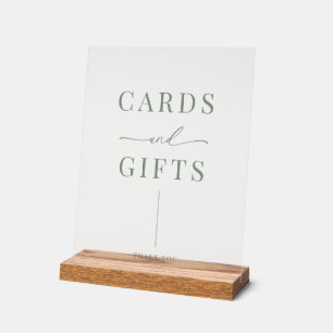 Panneau En Acrylique Sage Green Moderne Élégant Mariage Cartes & Cadeau